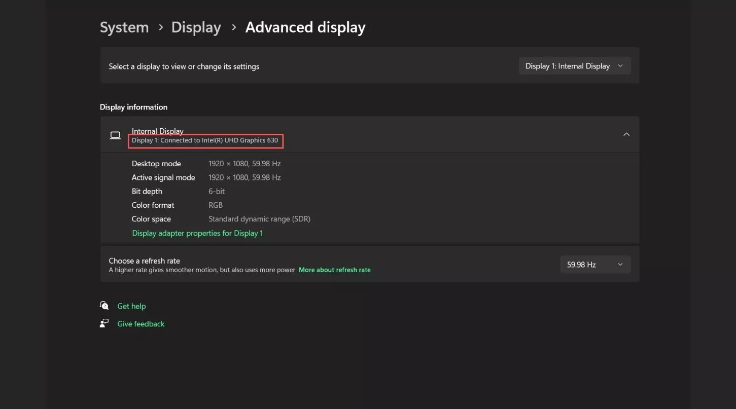 How to Check Graphics Card on Windows 10/8/7 from Display Settings